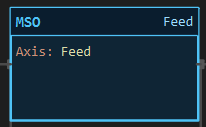 MSO instruction block: a block labelled MSO with one row, Axis: Feed